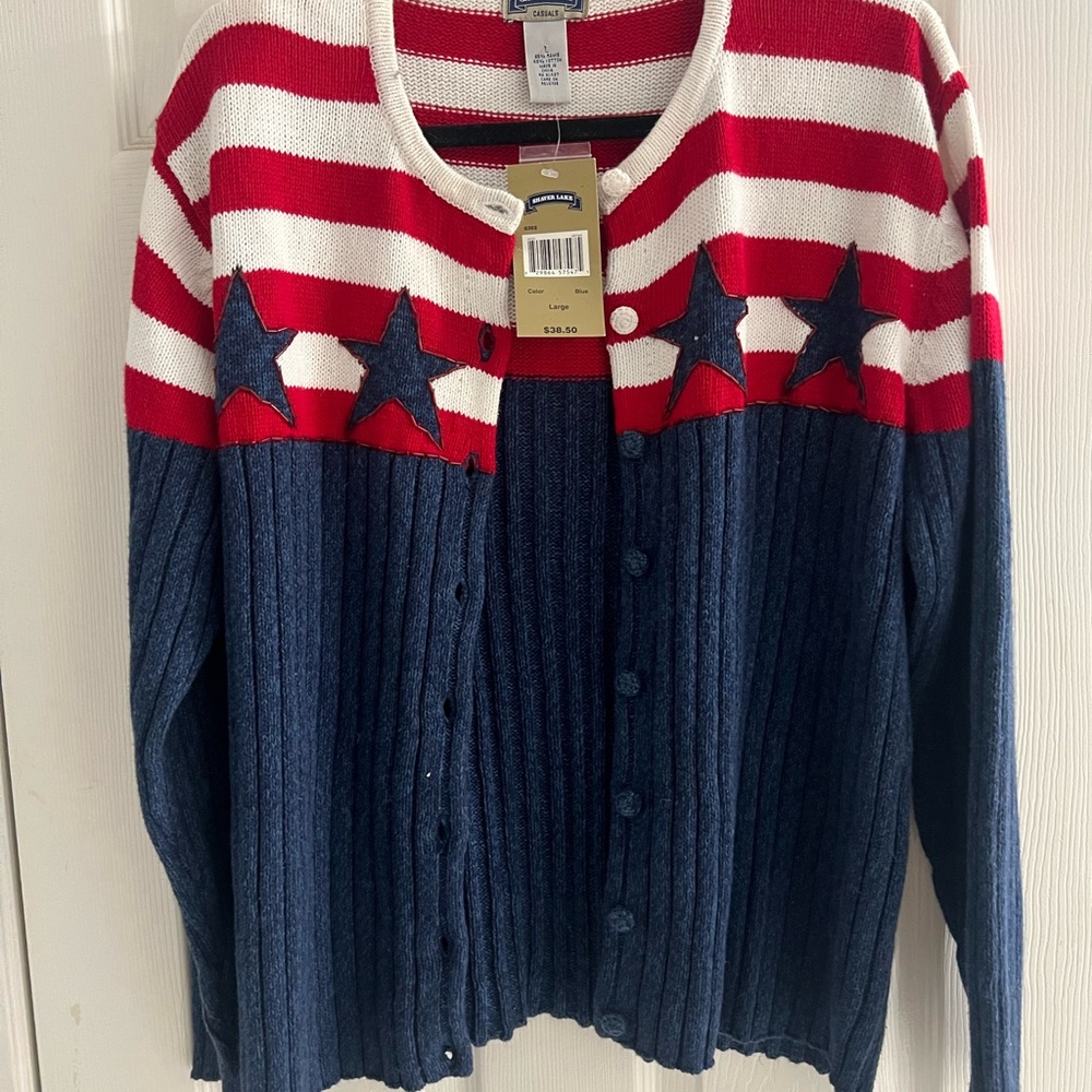 Women's Red, White, and Blue Sweater